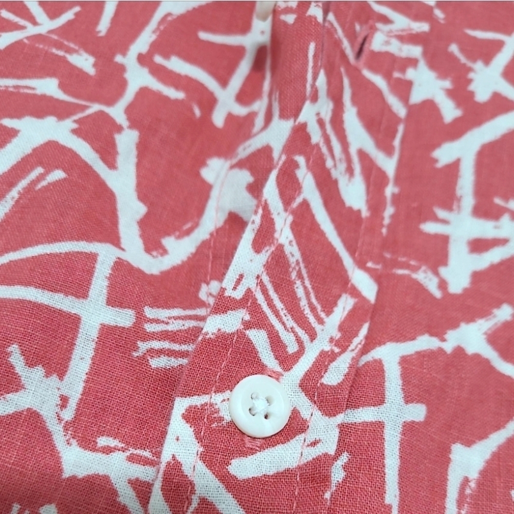 Onia Linen/Cotton Blend Short Sleeve Vacation Camp Shirt Size Large - Picture 5 of 11